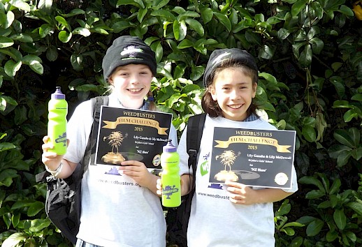 Lily McDowall and Lily Ganaha, this year’s Weedbusters 2-minute Film Challenge winners